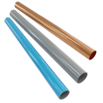 Tubi in alluminio, azzurri e grigi, e in rame della serie SK